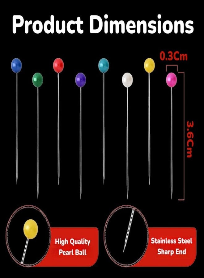 RIANZ® Pack of 480 Bell Pins - Mixed Colour - Pearl Head Pins - Sewing Pin for Tailor, Dressmaking, Patchwork, Wedding, Florist, Decoration, Art and Craft - Multipurpose (Multicolor) - Image 3